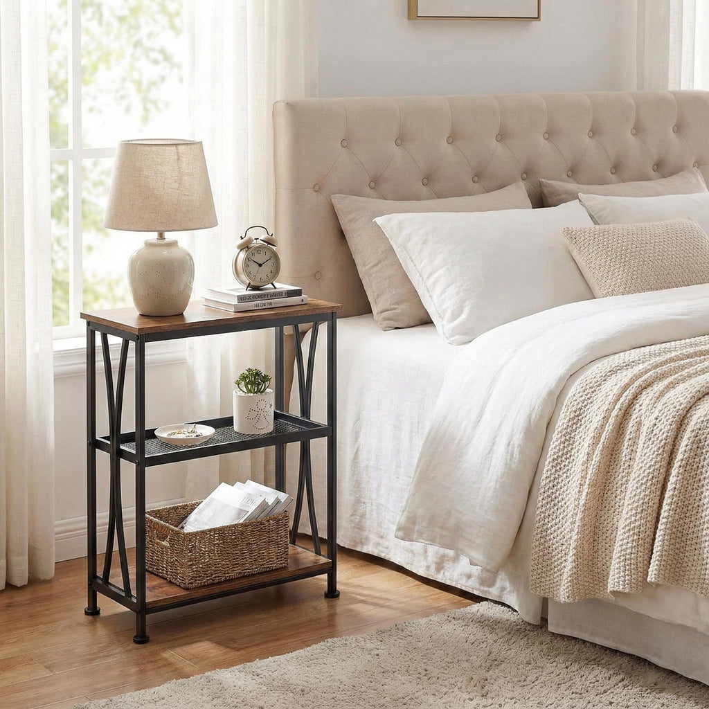 Narrow 3-Tier Side Table with Storage Shelves Z3110