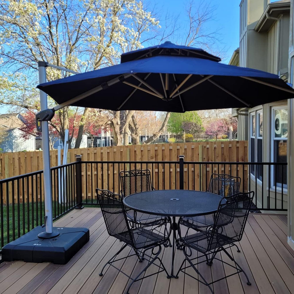 Navy Blue 10 FT Cantilever Patio Umbrella with Base C57792