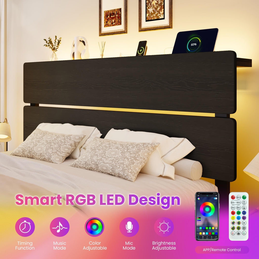 Full Size Bed Frame with Charging Station Y657345