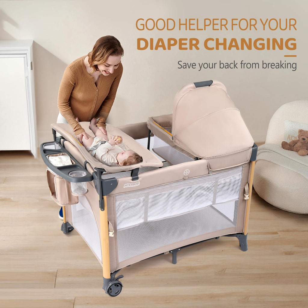 7 in 1 Bedside Bassinet with Changing Table, Storage Shelf, Mattress S943127