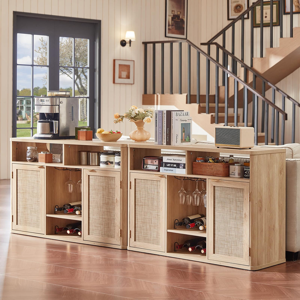Rattan Wine Bar Cabinet with Storage D920368