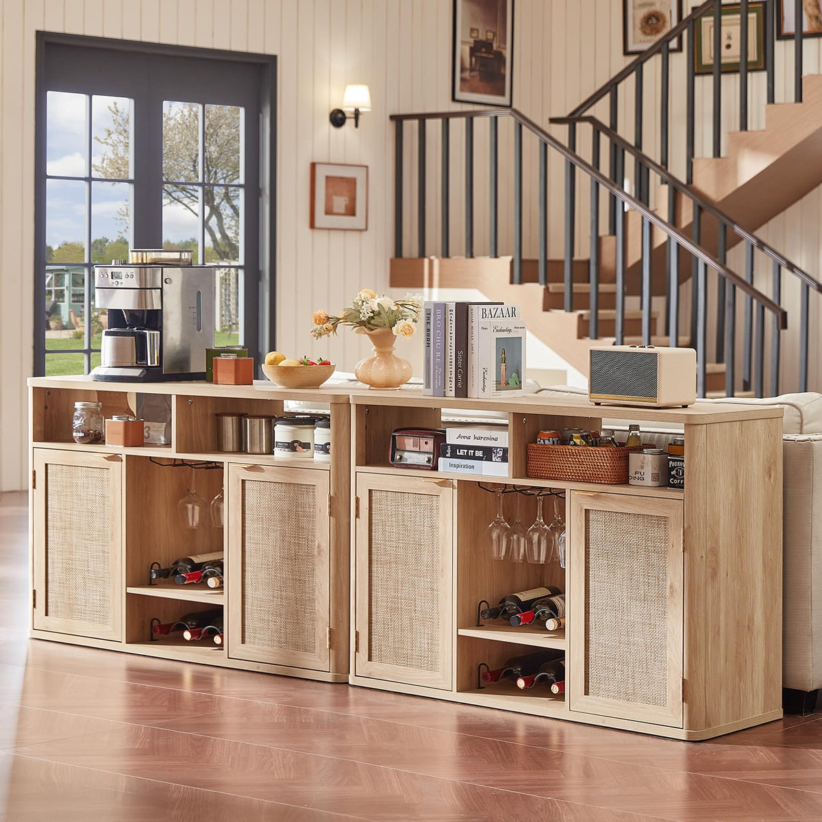 Rattan Wine Bar Cabinet with Storage D920368