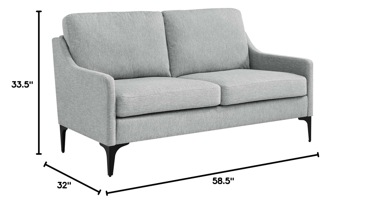 Light Gray Upholstered Fabric Loveseat I7047
