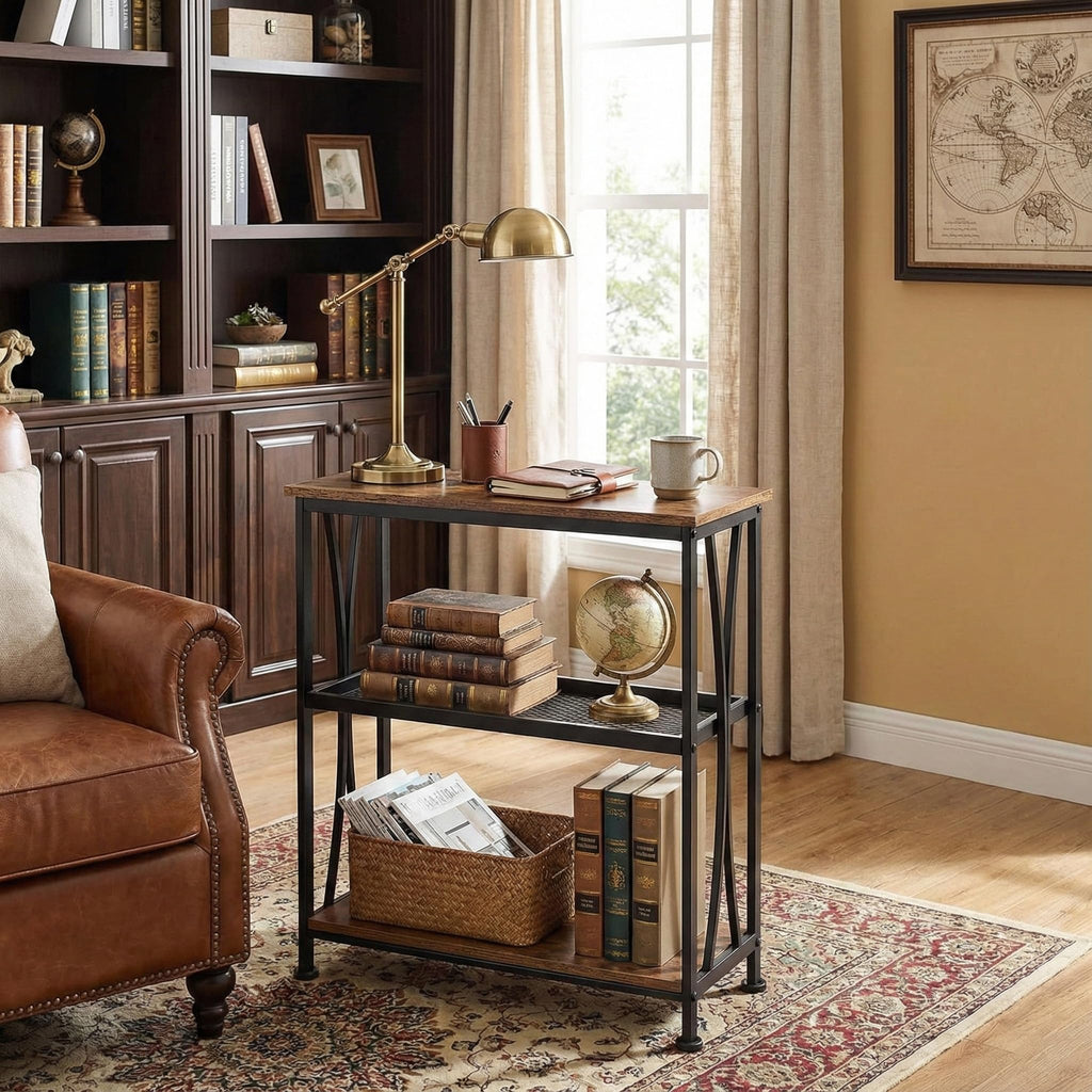 Narrow 3-Tier Side Table with Storage Shelves Z3110