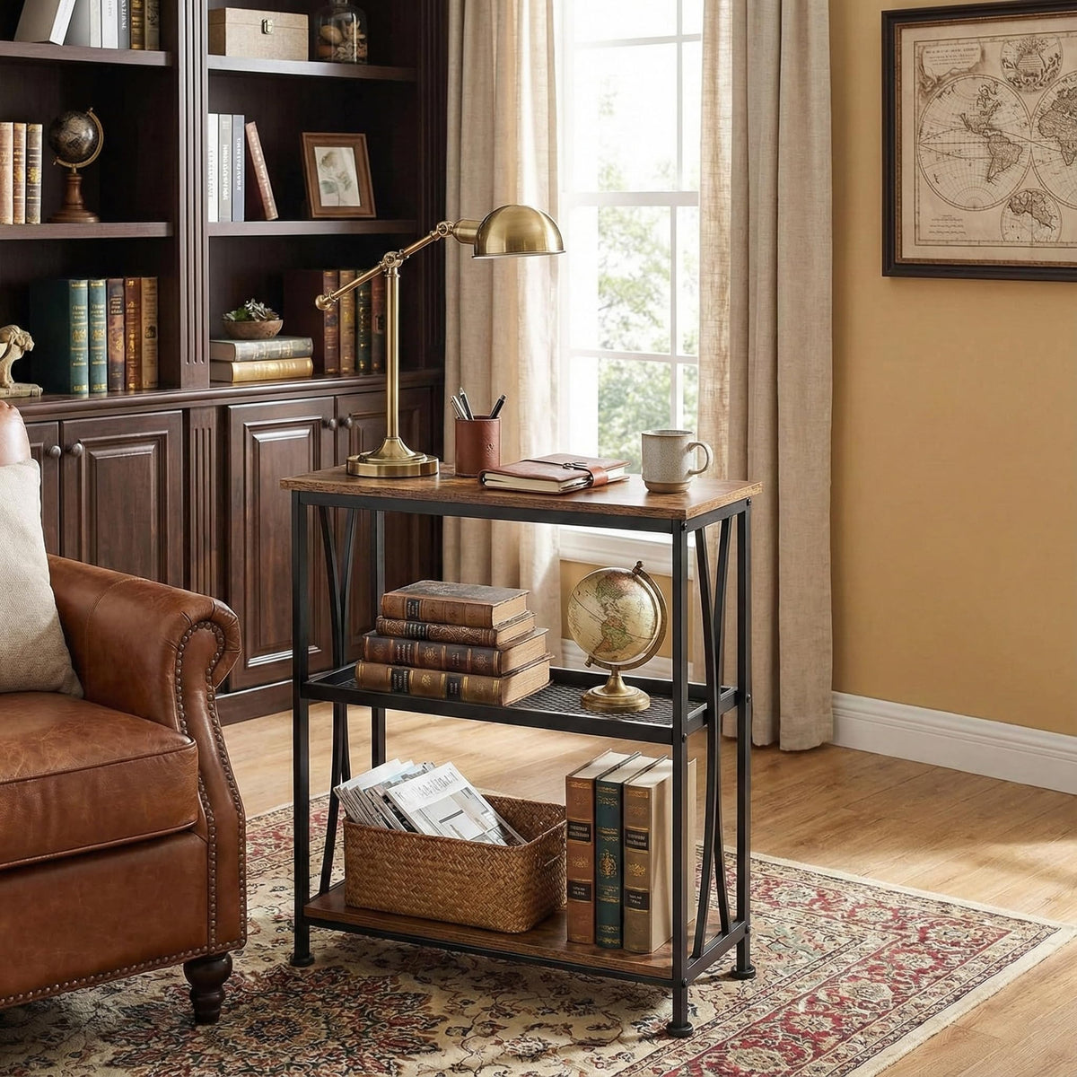 Narrow 3-Tier Side Table with Storage Shelves Z3110