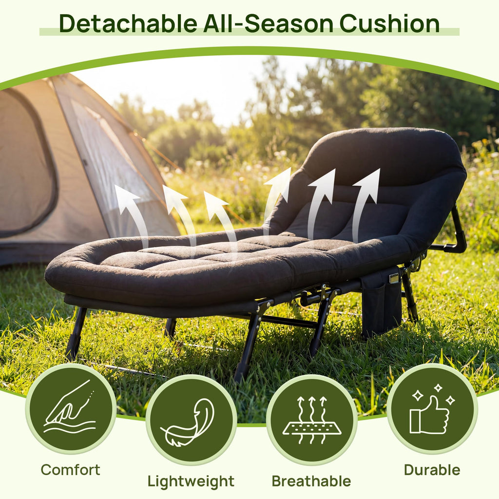 Black Camping Cot with Mattress R61277