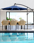 10 ft Navy Blue Cantilever Umbrella with Solar Lights Q606092