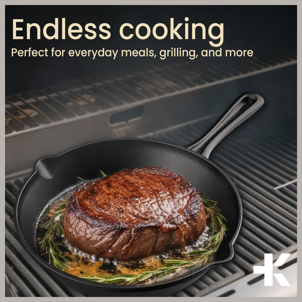 10" Pre Seasoned Cast Iron Skillet with Glass Lid M302