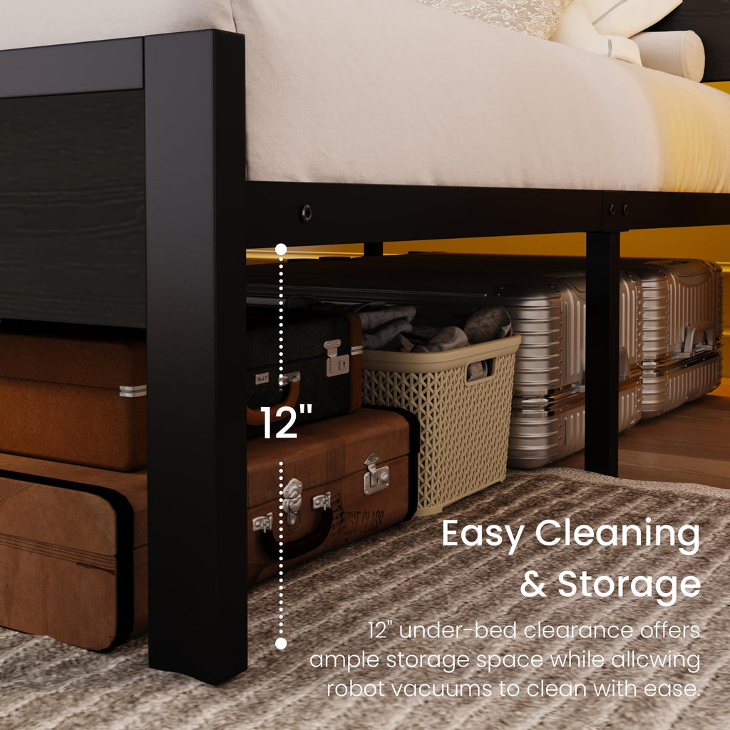 Full Size Bed Frame with Charging Station Y657345