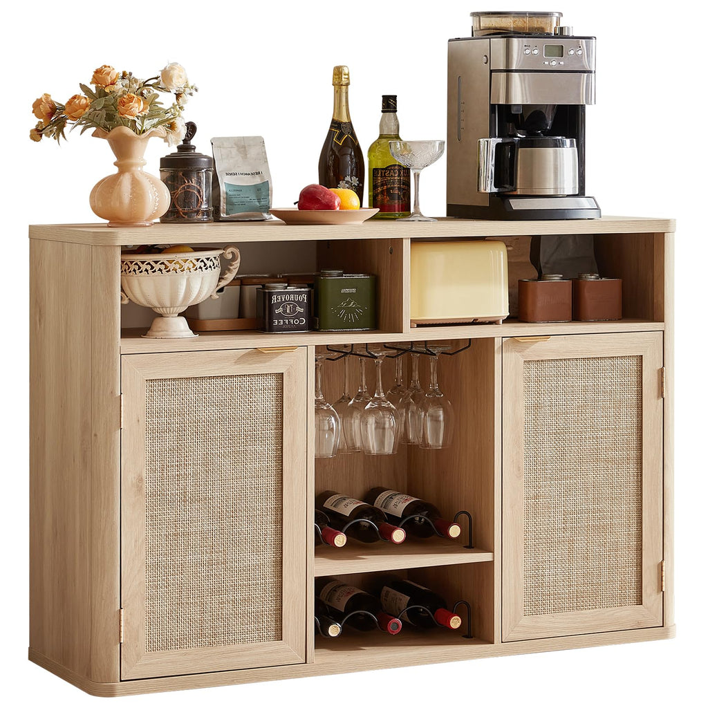 Rattan Wine Bar Cabinet with Storage D920368