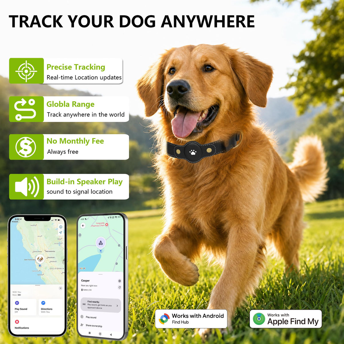 GPS Tracker for Dogs – Smart Dog Collar & Pet Tracker Y142973
