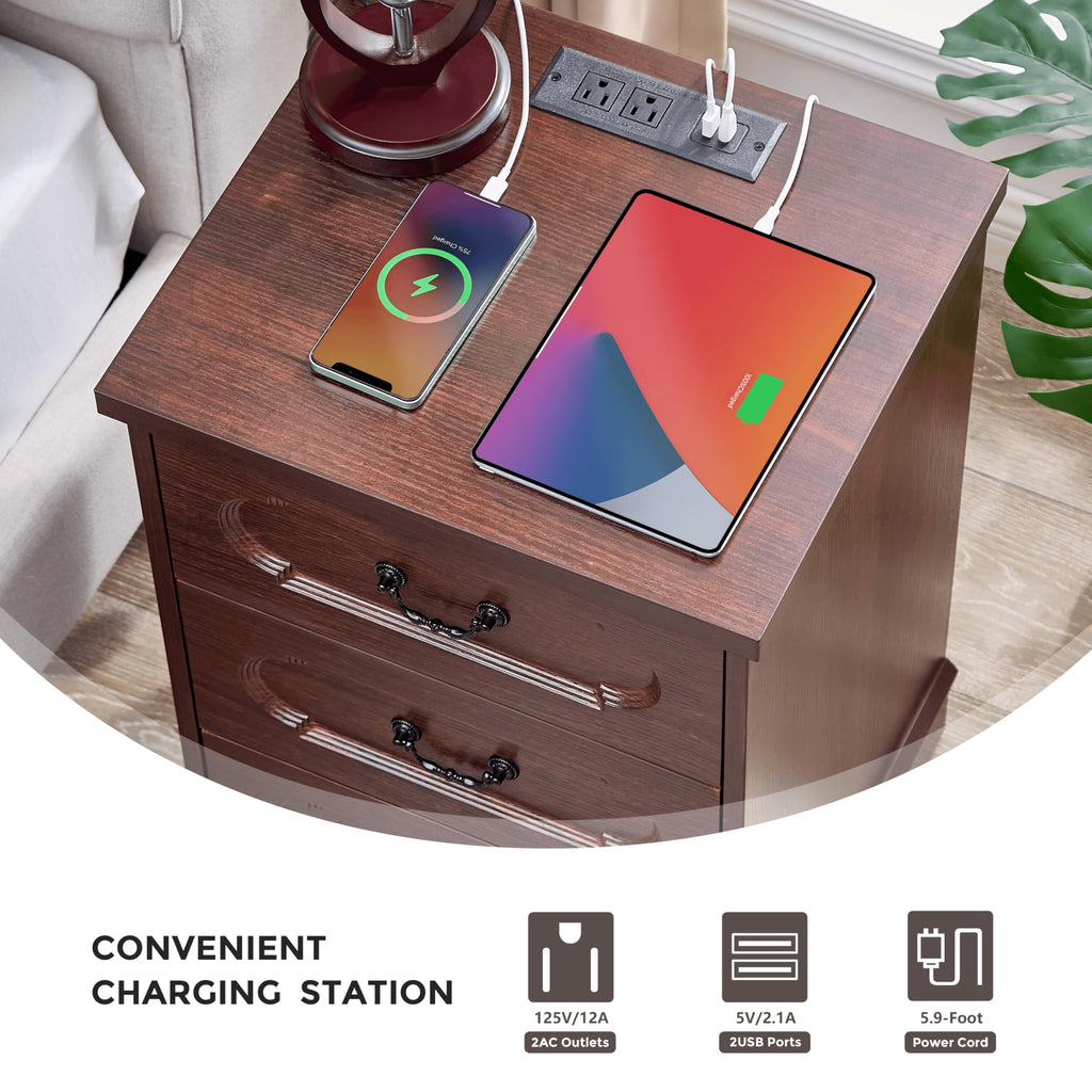 Cherry 3 Drawer Dresser with Charging Station L62431