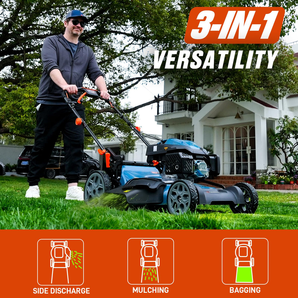 22" 3-in-1 Variable Speed Self Propelled Gas Lawn Mower F69759