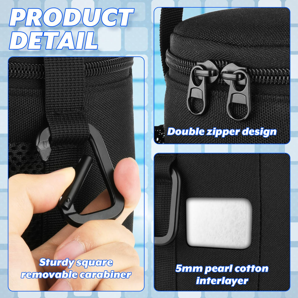 Portable Mosquito Repeller Storage Case with Metal Carabiner and Refill Pocket, Black X9712