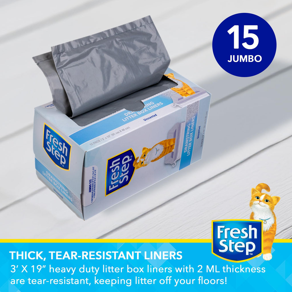Unscented Drawstring Cat Litter Box Liners, 15 Ct Z56688