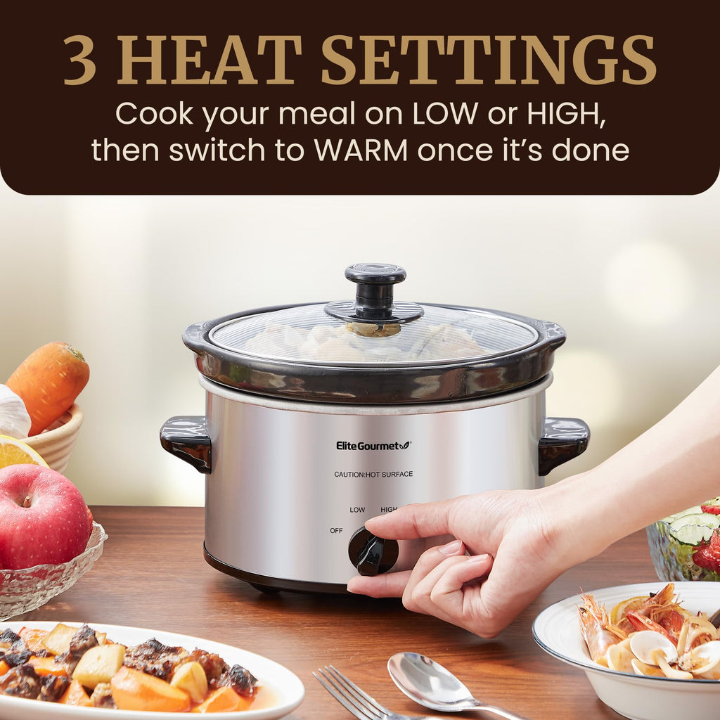 Electric Oval Slow Cooker, 2 Qt, Stainless Steel R305004