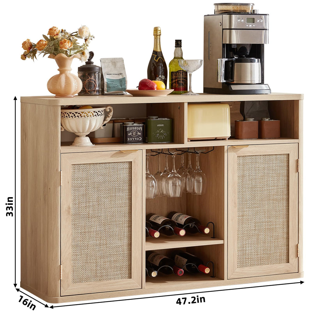 Rattan Wine Bar Cabinet with Storage D920368