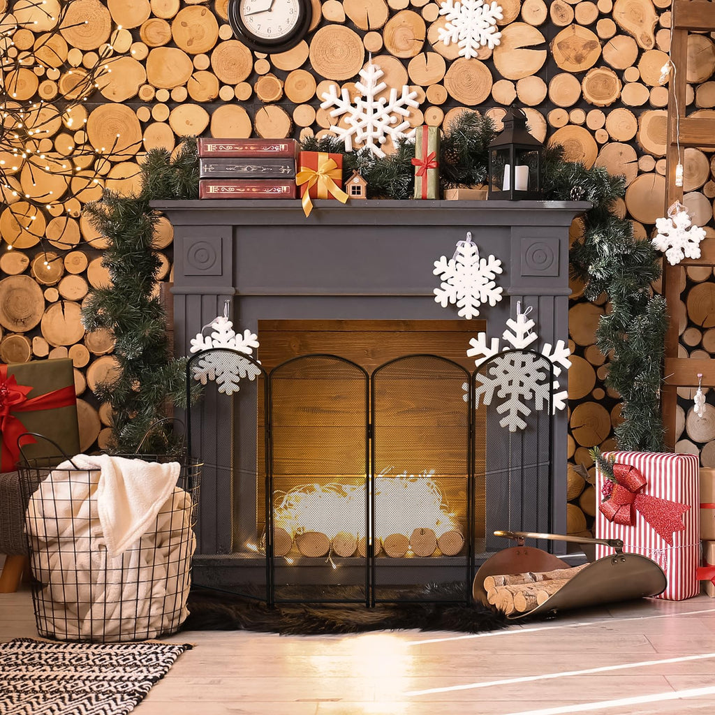 Black 4 Panel Metal Foldable Fireplace Screen M2261