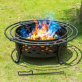 36 Inch Outdoor Fire Pit with Spark Screen Black X980072