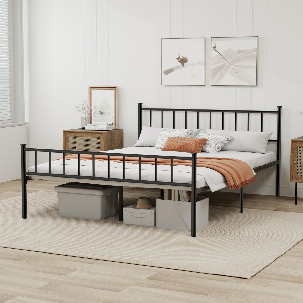 Black Full Size Metal Platform Bed Frame F8802