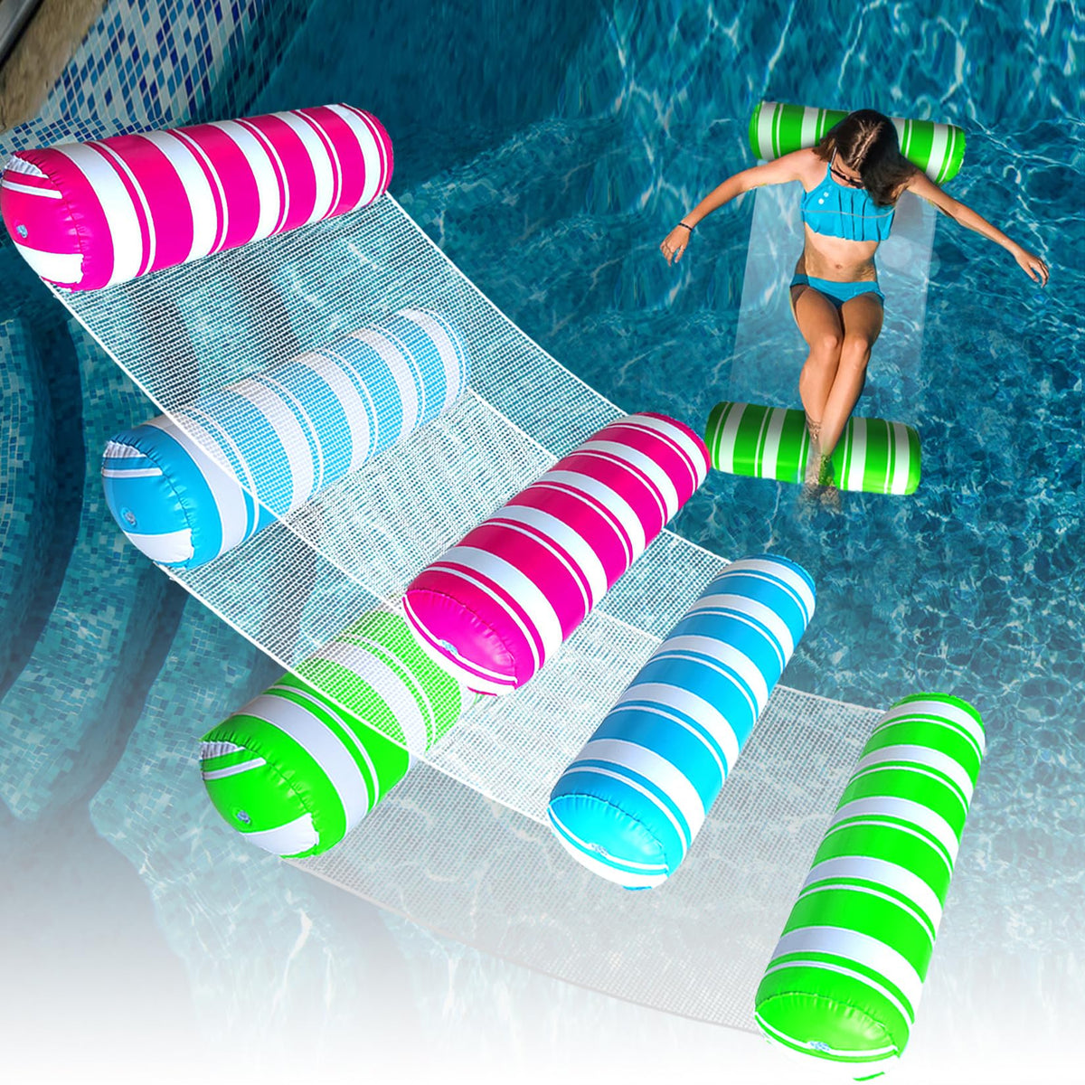3 Pack Inflatable Pool Floats Adult Size Water Hammock K8241