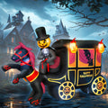 10FT Halloween Inflatable Pumpkin-Headed Horse Carriage with LED Light J53936