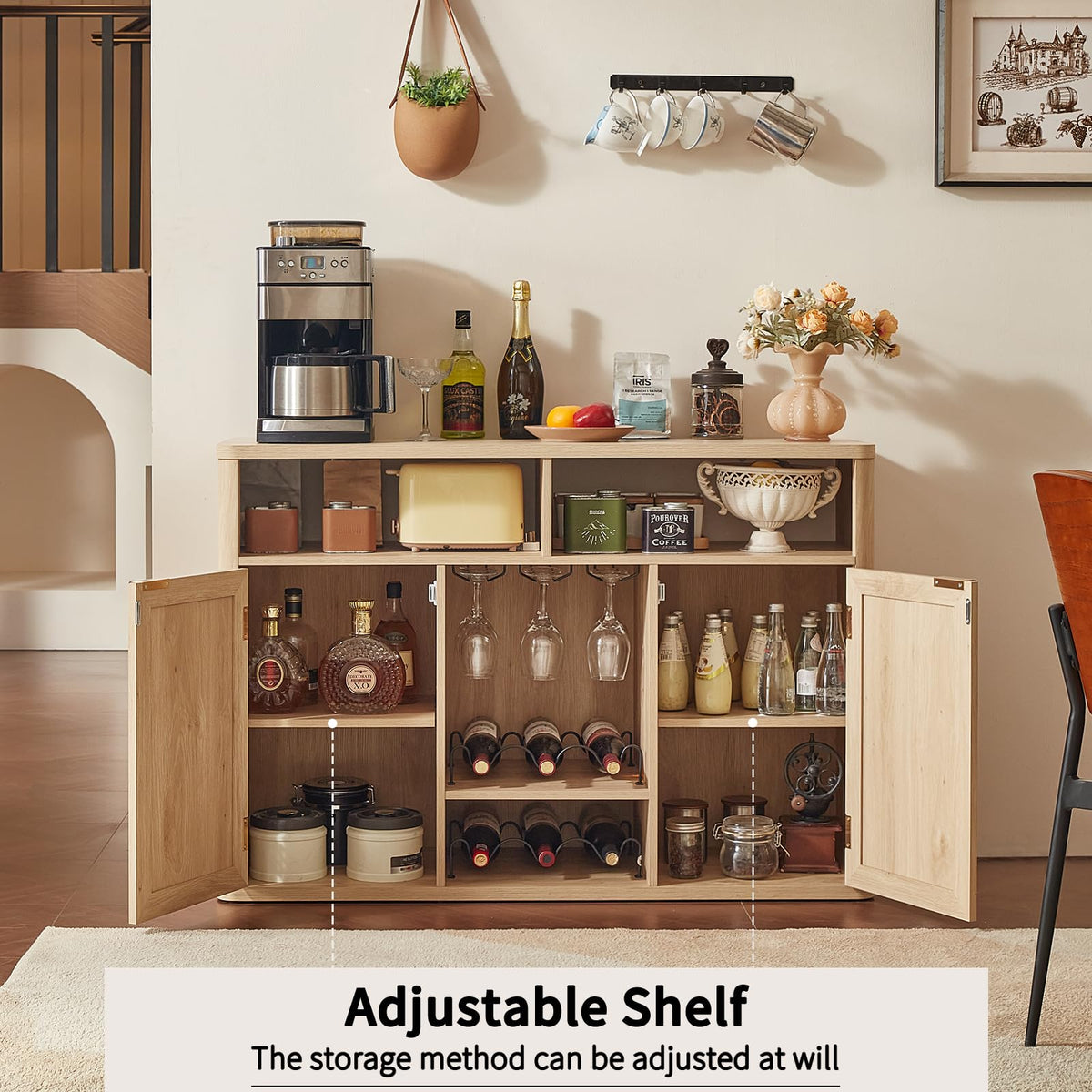 Rattan Wine Bar Cabinet with Storage D920368