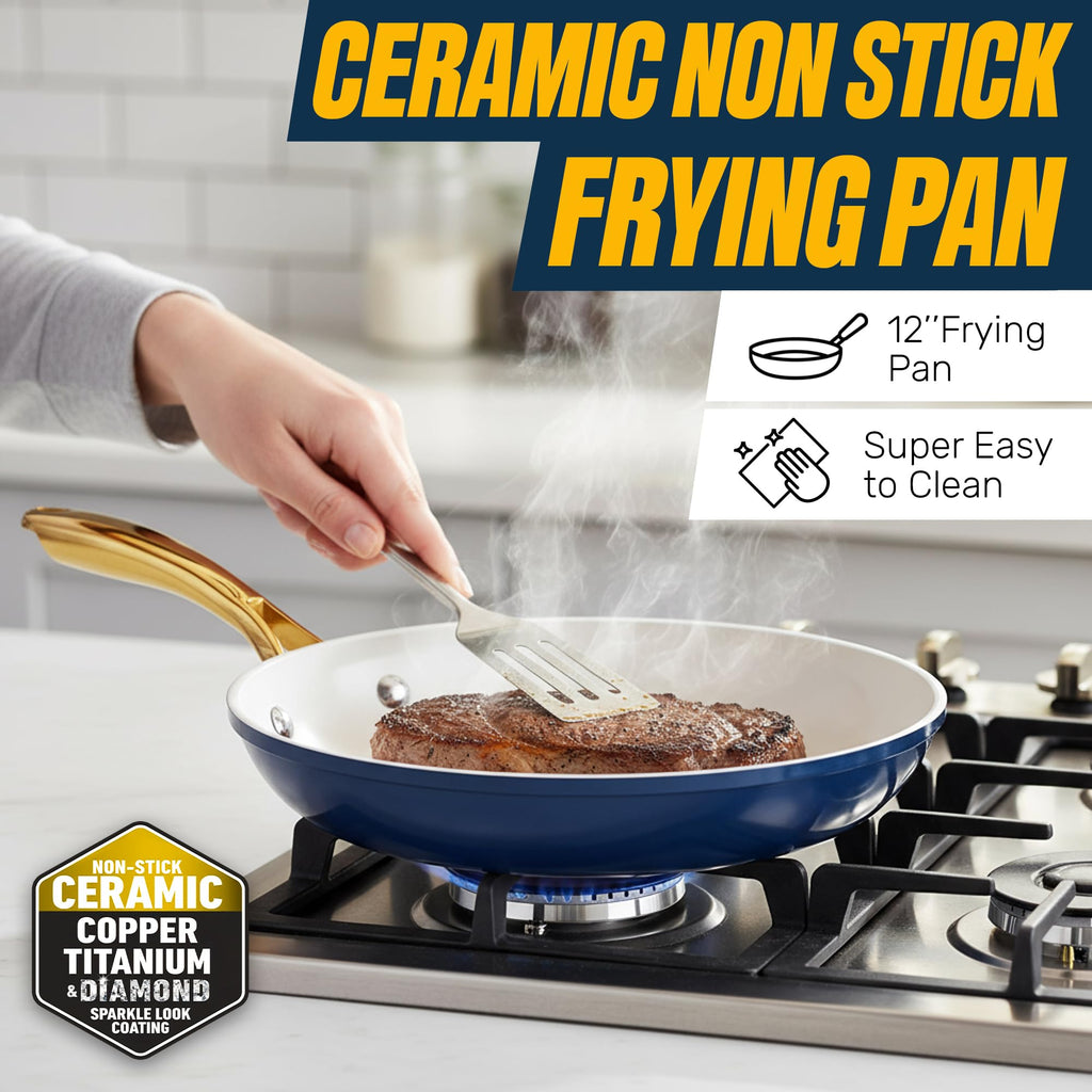12 Pc Titanium Ceramic Nonstick Cookware Set Y4324