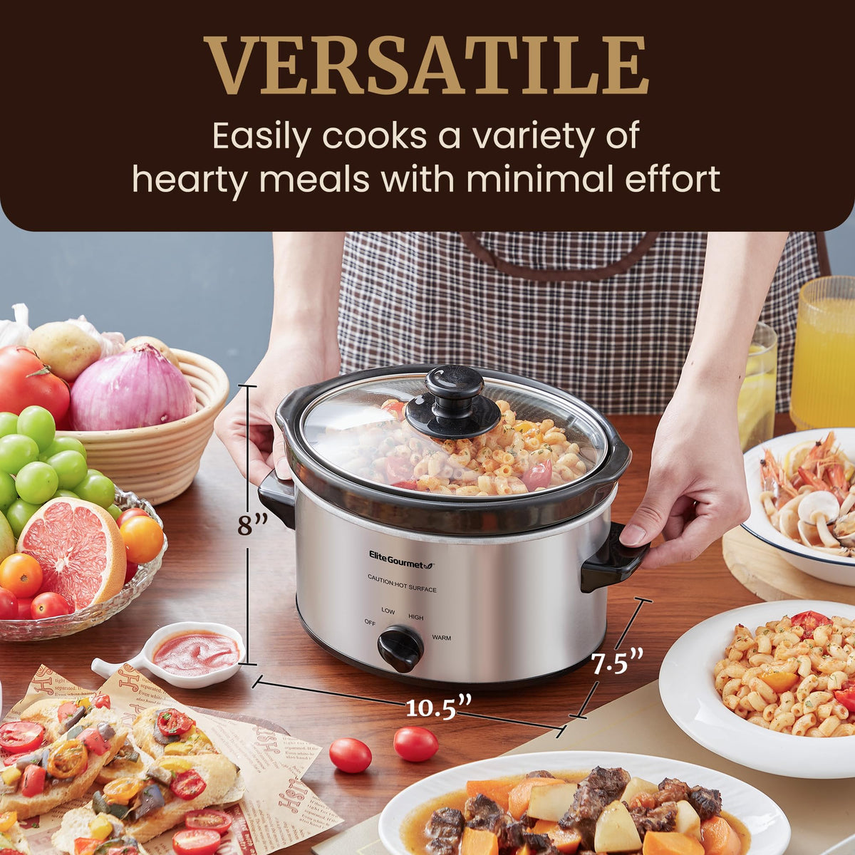 Electric Oval Slow Cooker, 2 Qt, Stainless Steel R305004