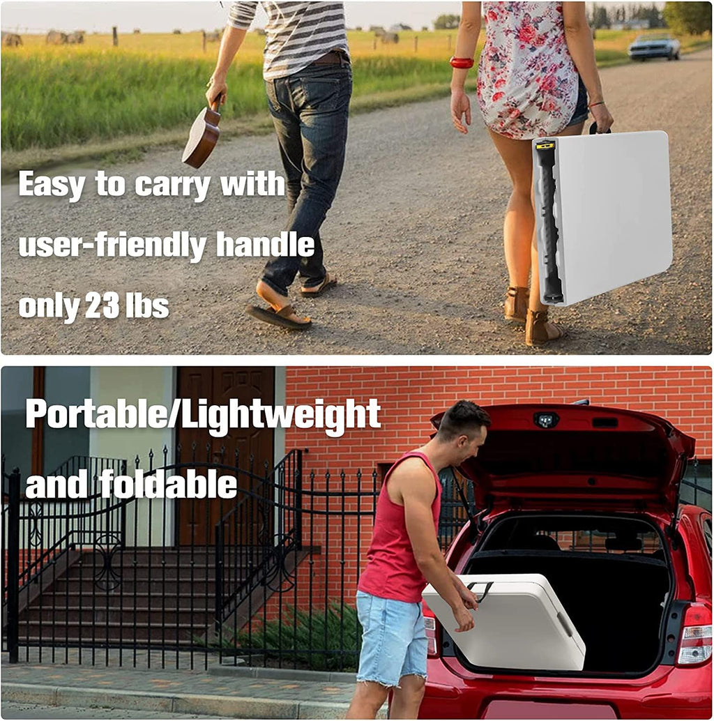 Folding Table 6ft Portable Heavy Duty Plastic White Q32759
