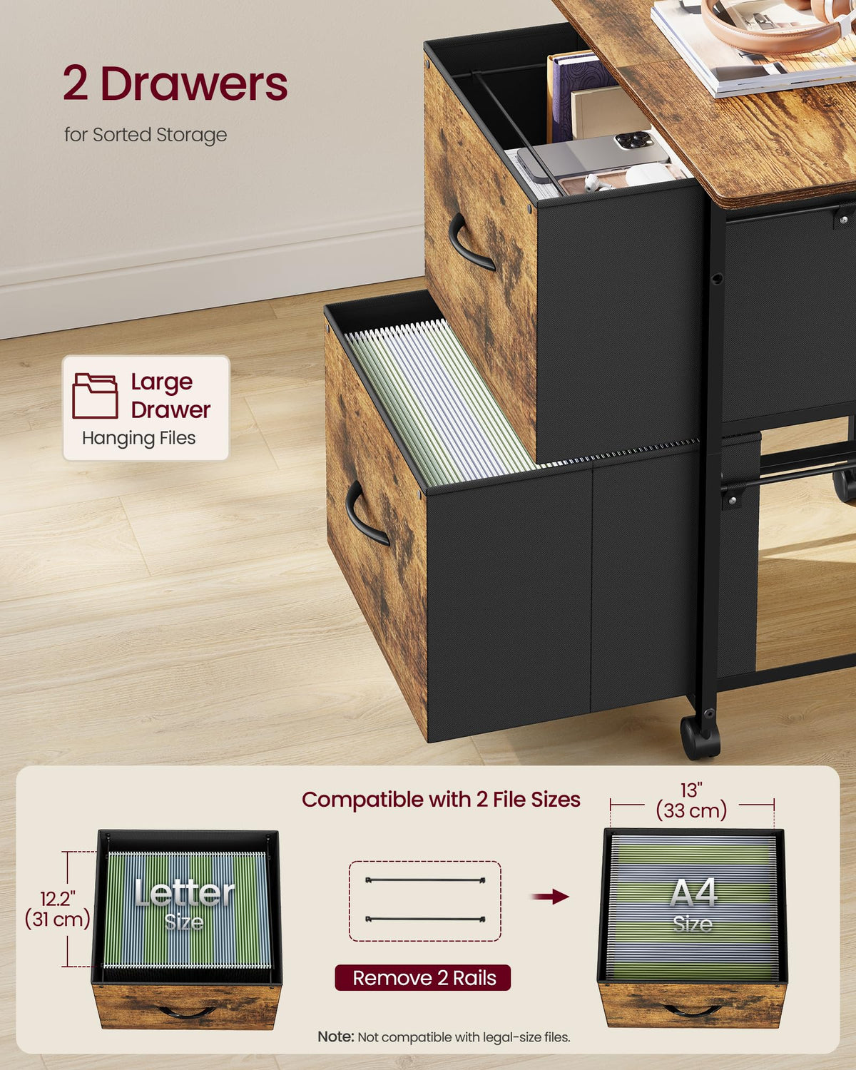 2-Drawer File Cabinet with Storage O910