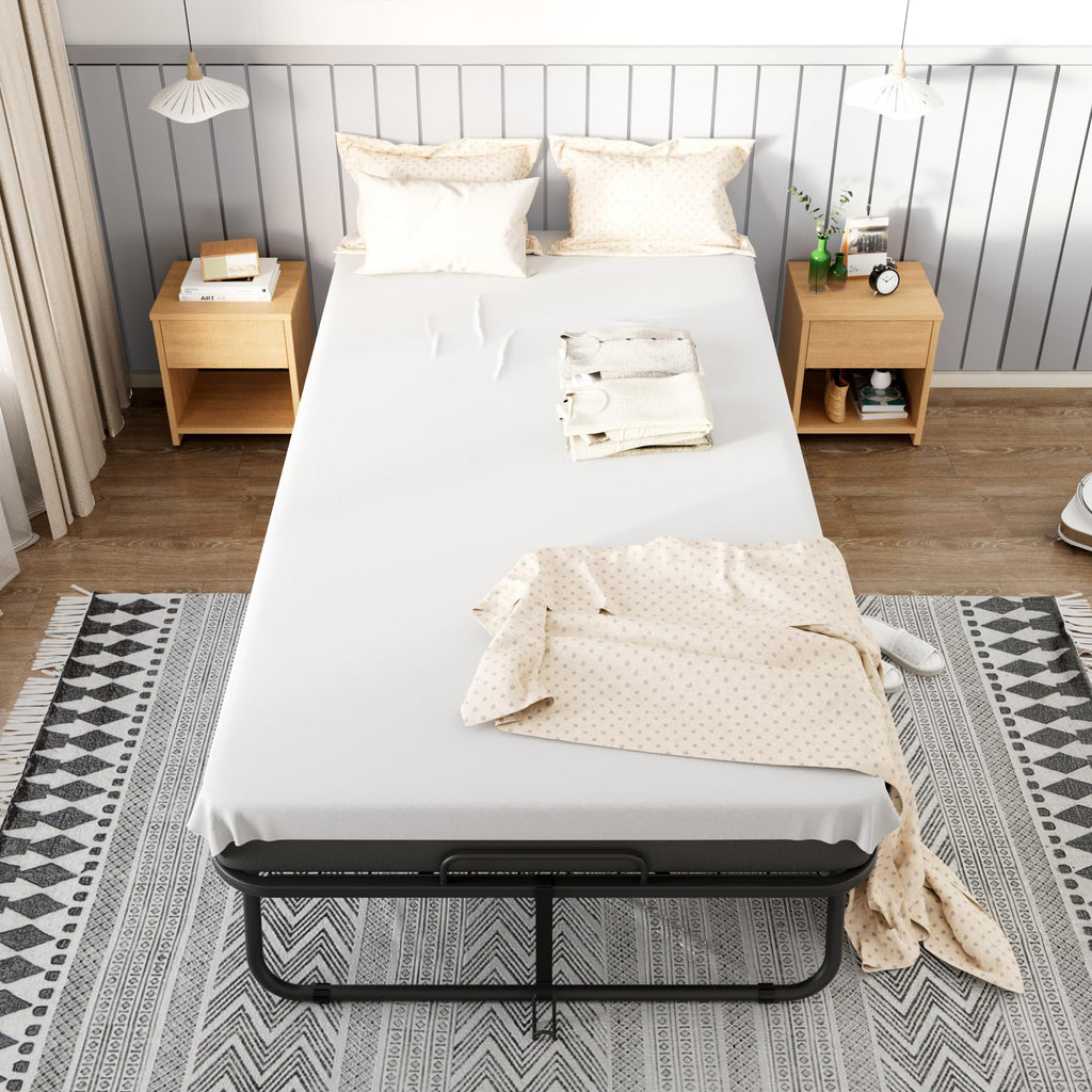 Folding Bed with Mattress Metal Frame Cot Size R781