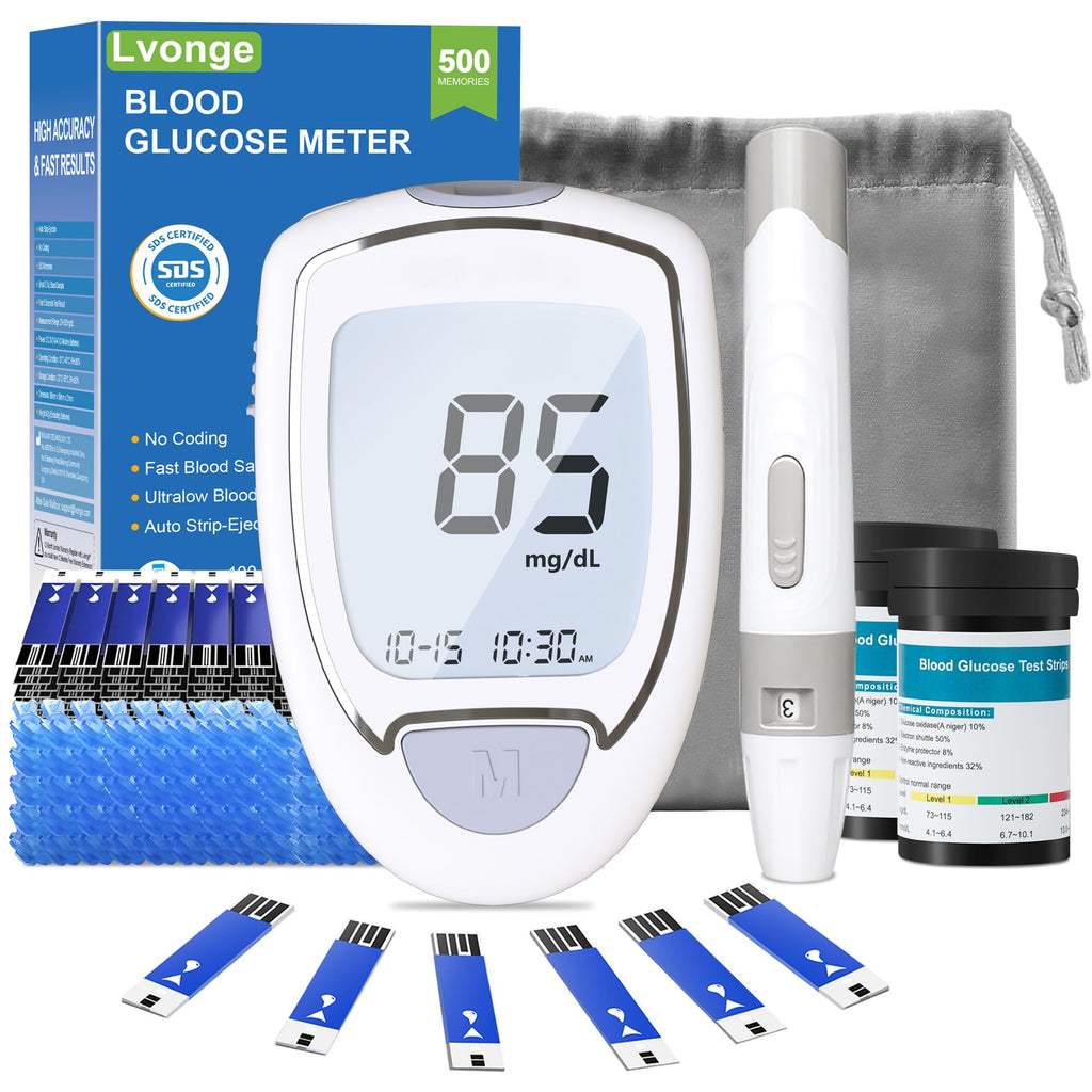 Blood Sugar Testing Kit with 100 Strips & 100 Lancets U515