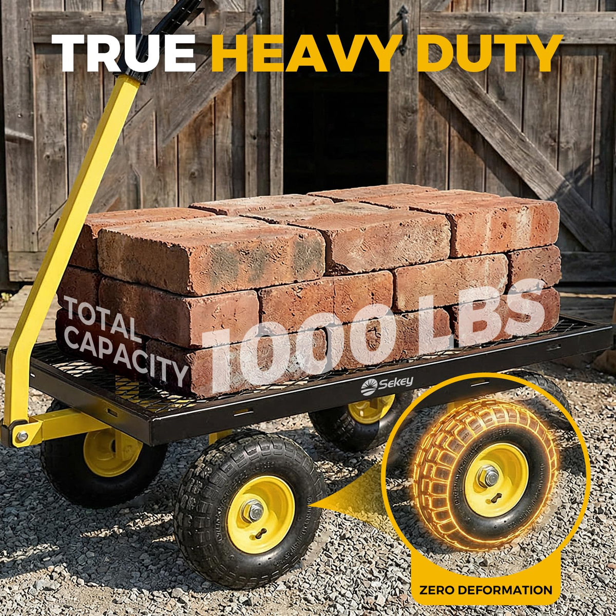 Steel Garden Cart 1000 lb Capacity Removable Sides N13980