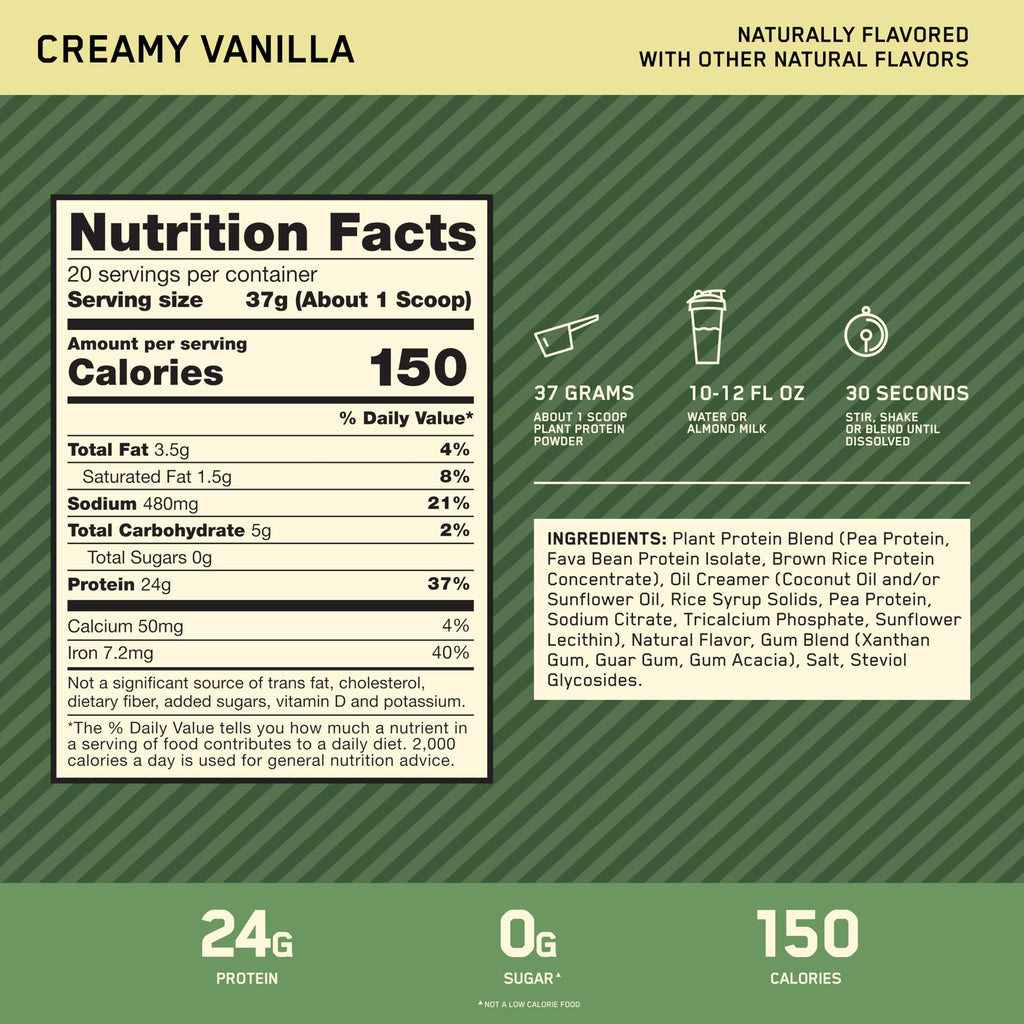 Plant Based Protein Powder Creamy Vanilla 20 Servings M632688