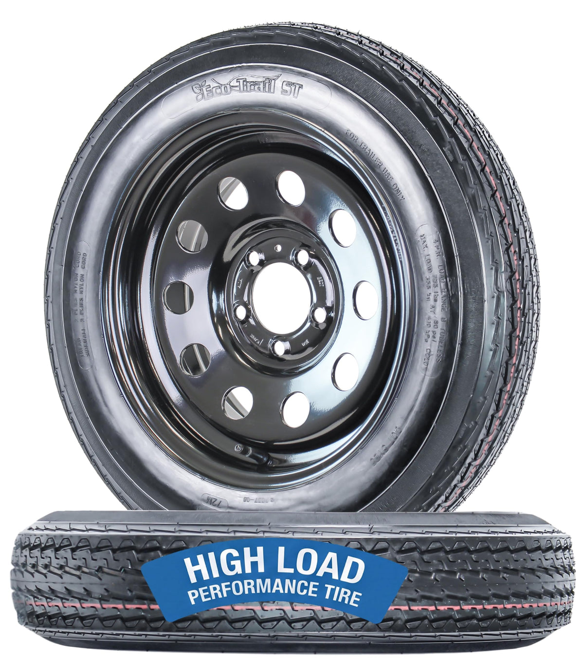 2-Pack Trailer Tire Rim Assembly 4.80-12 5 Lug Black I986259
