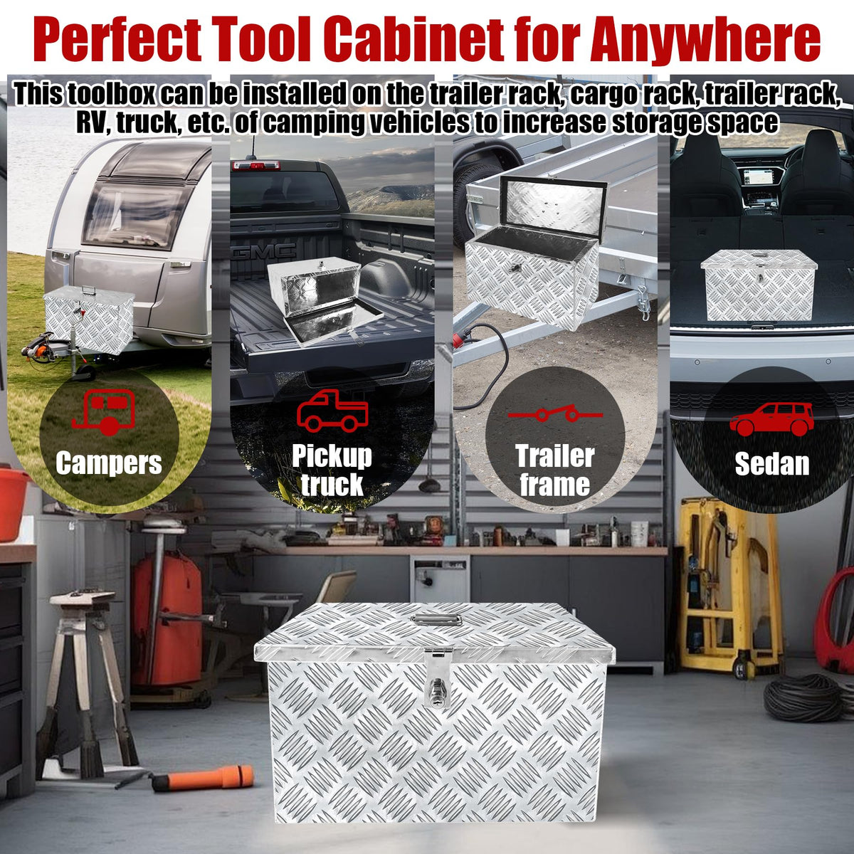 16 Inch Aluminum Waterproof Truck Tool Box with Lock and Keys S512985