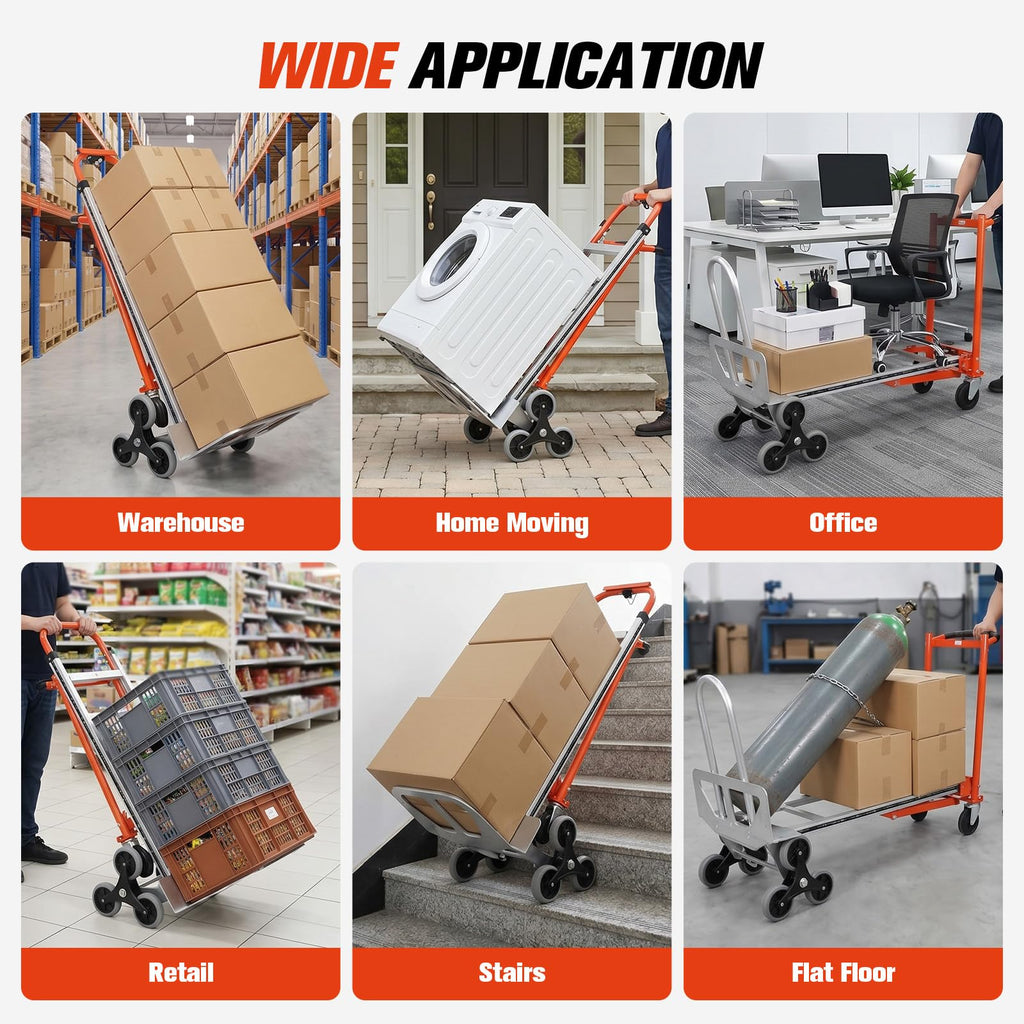 4-in-1 Convertible Stair Climbing Hand Truck, 1000LBS Heavy Duty Folding Aluminum Dolly Cart with Wheels & Handle Q80225