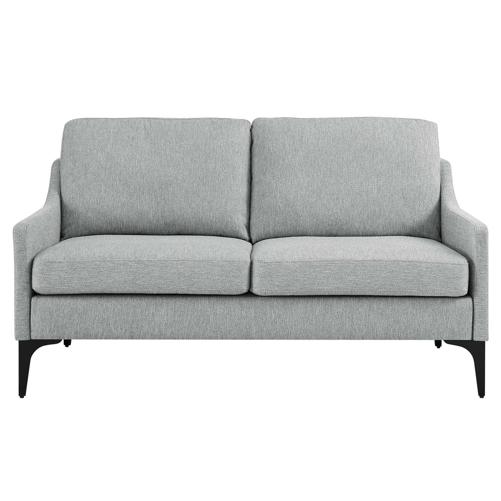 Light Gray Upholstered Fabric Loveseat I7047