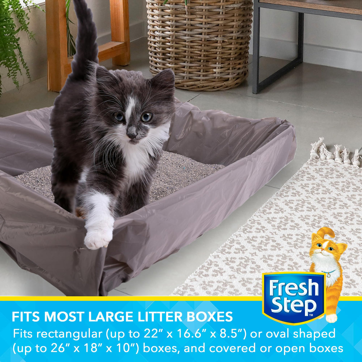 Unscented Drawstring Cat Litter Box Liners, 15 Ct Z56688