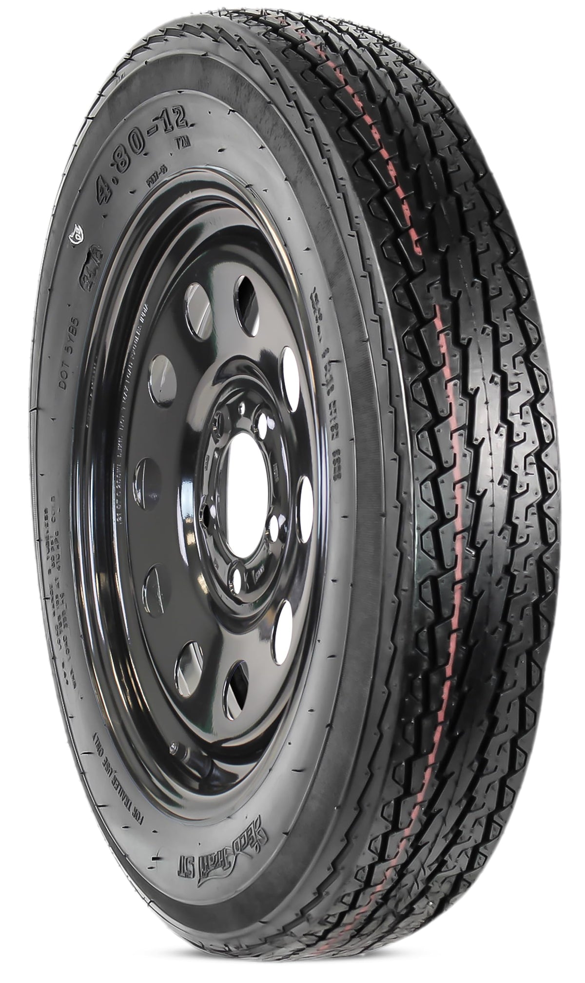 2-Pack Trailer Tire Rim Assembly 4.80-12 5 Lug Black I986259