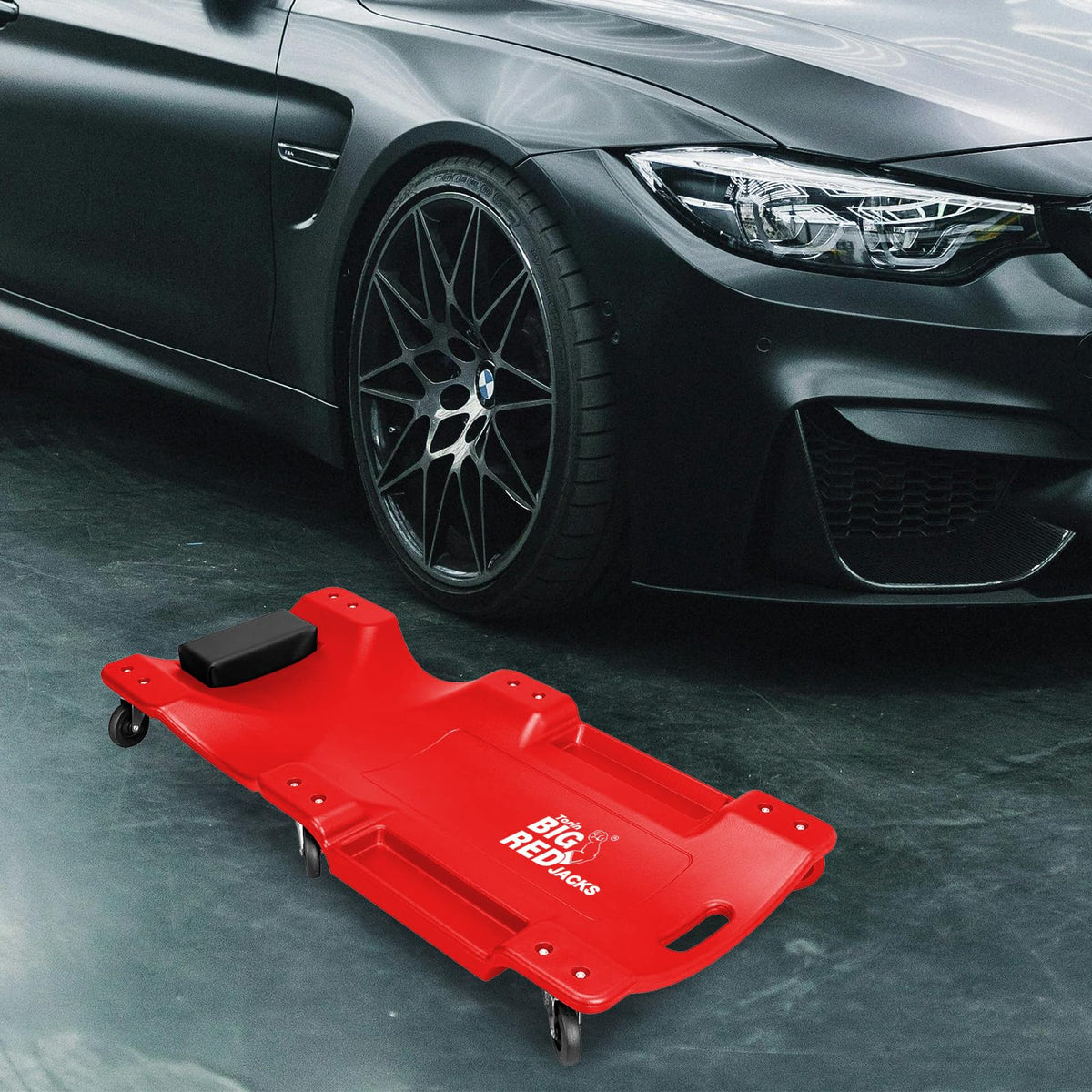 Rolling Garage Creeper with Padded Headrest and 6 Casters T23721