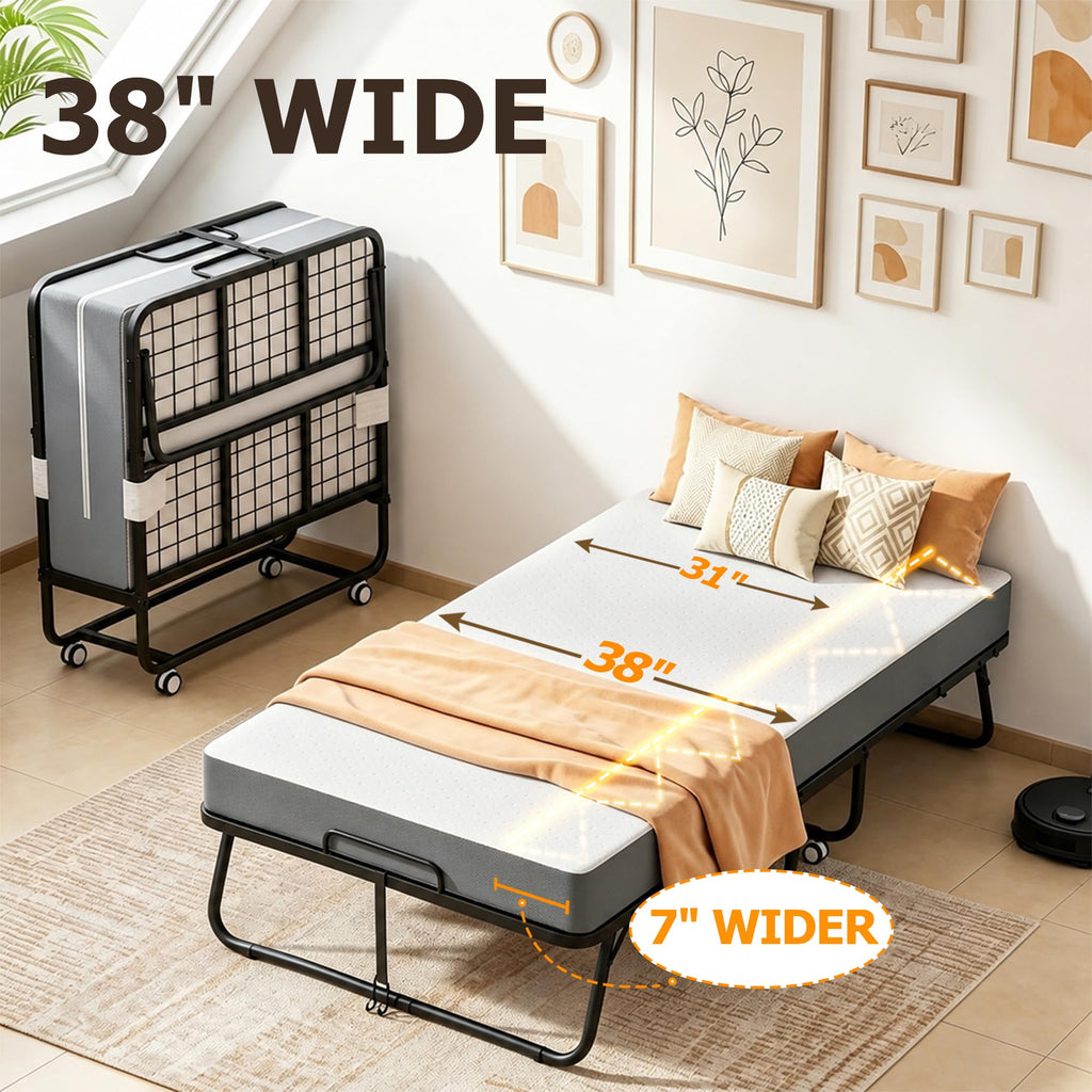 Folding Bed with Mattress Twin 75 x 38 in J31766