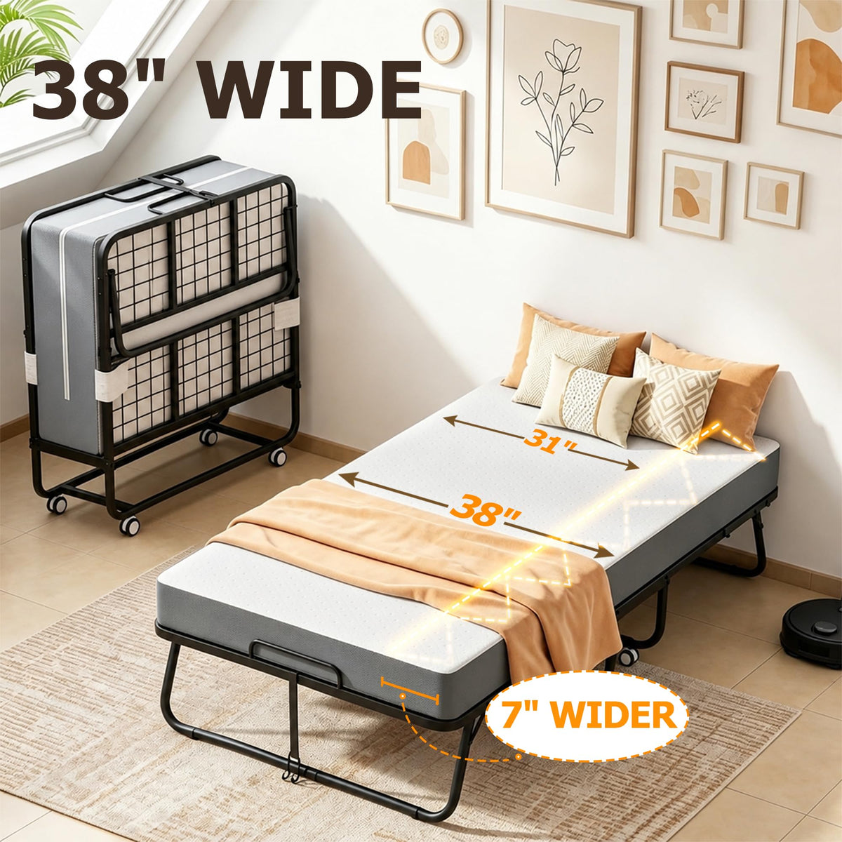 Folding Bed with Mattress Twin 75 x 38 in J31766