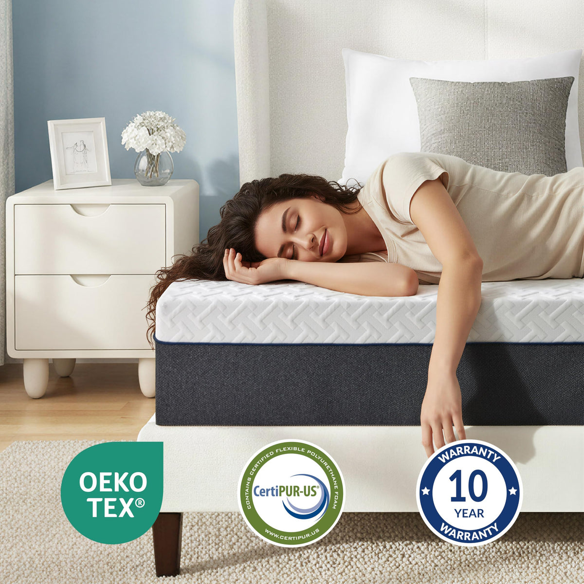 10 Inch Gel-Infused Green Tea Memory Foam Twin Mattress G649