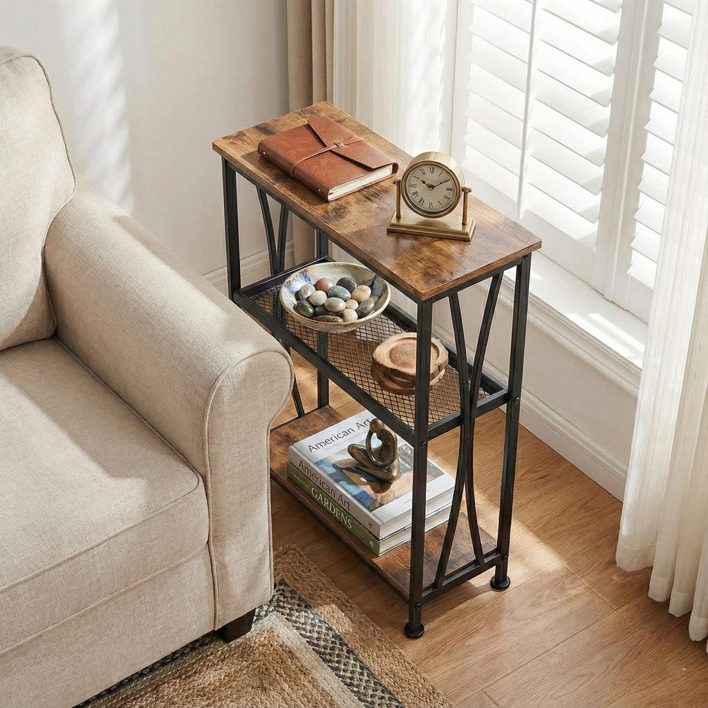 Narrow 3-Tier Side Table with Storage Shelves Z3110