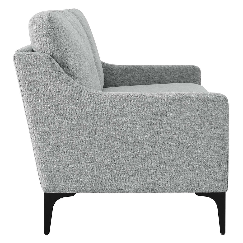 Light Gray Upholstered Fabric Loveseat I7047
