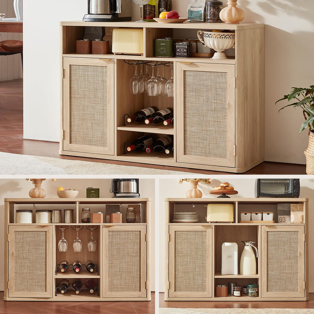 Rattan Wine Bar Cabinet with Storage D920368