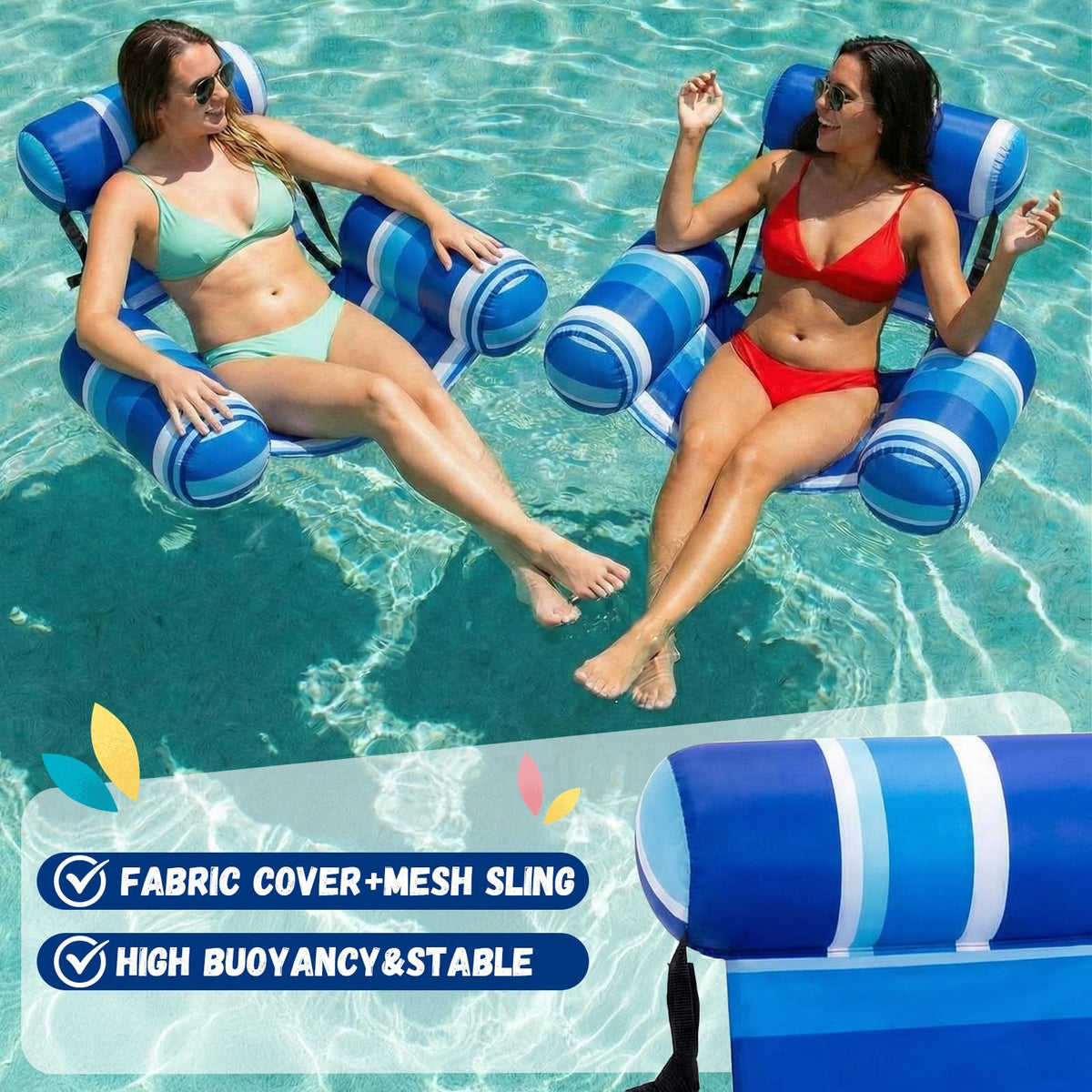 4 Packs Inflatable Pool Floats Chairs Y424631