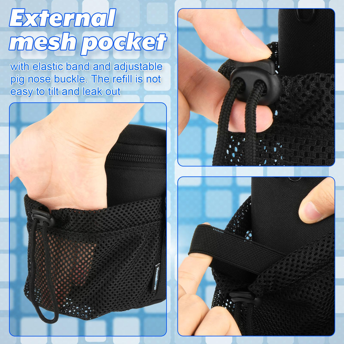 Portable Mosquito Repeller Storage Case with Metal Carabiner and Refill Pocket, Black X9712